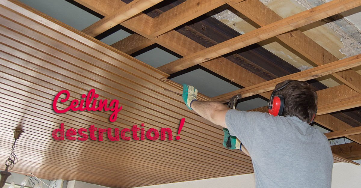 Ceiling removal in the living room - TownHouseHome
